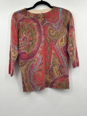 Talbots 100% Cashmere Pink Paisley Sweater Women's Medium? Quiet Luxury Classic
